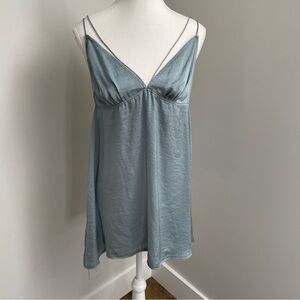 Intimately Free People Satin Babydoll Slip Dress Mini Light Blue Size Small